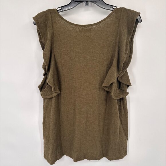MADEWELL Womens Size Large Olive Green Cotton Ruffle Sleeve Scoop Neck Tank Top - Picture 11 of 14
